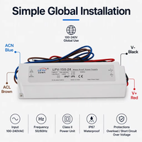 Alimentation LED étanche IP67 LPV-150 12V 10A 120W avec boîtier en plastique encapsulé pour enseignes LED extérieures et éclairage public