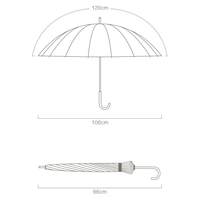 Idée cadeau d'affaires : Parapluie droit simple couche 23 pouces pour hommes et femmes, 16 baleines, coupe-vent, en tissu pongé 190T, polyester imperméable