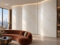 Revêtement mural en pierre naturelle flexible YUSHI, feuille de marbre ultra-fine en rouleau pour les projets d'aménagement intérieur de villas et d'hôtels
