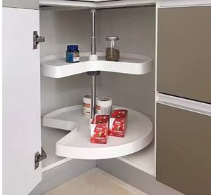 Lưu Trữ Nhà Bếp Tủ 270 Độ Quay Vòng 2-Tier Trắng Lười Biếng <span class=keywords><strong>Susan</strong></span> Với Gia Vị & Thực Phẩm Lưu Trữ Giỏ - Product Image 1