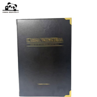 Housse de menu en cuir PU rigide pour hôtel et restaurant, logo en relief, protection d'angle, impression personnalisée, changement facile des pages intérieures, personnalisable