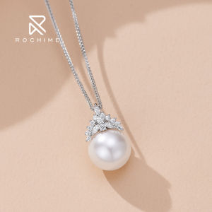 Rochime Ice Queen Perla Colgante Collar Plata Personalizado Delicado Rodio Plateado Collares - Product Image 4