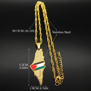 YL Cross-border New <span class=keywords><strong>Israel</strong></span> Palestina Map Collar de viento neutro de acero inoxidable Joyería de gama alta versátil para hombres - Product Image 4