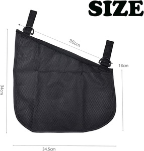 Confezione da 2 borse organizer universali per <span class=keywords><strong>passeggino</strong></span>, borsa laterale con tracolla antiscivolo, cinghie regolabili, portaoggetti in rete, colore nero - Product Image 2