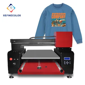 Refinecolor Printer Inkjet Ditingkatkan Cepat Kaus Cetak 6090 Kepala Ganda Pakaian Tekstil Printer DTG