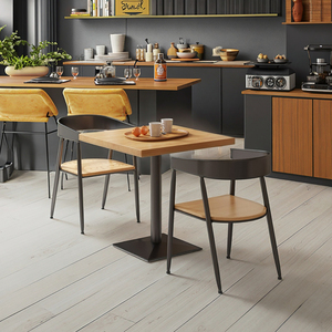 Ensemble Table et Chaises de Repas Professionnel en Bois Massif, Carré, Modèle 1016, pour Salon de Thé, <span class=keywords><strong>Snack</strong></span>, Restaurant, Cantine et Ameublement Domestique - Product Image 5