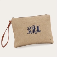 Pochette de voyage portable en toile de jute avec fermeture éclair pour cosmétiques, trousse de toilette, sac de rangement pour maquillage tendance pour femmes