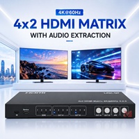 Conmutador de Matriz HDMI 4K60 de 4 Entradas y 2 Salidas con Extracción de Audio, ARC, HDR, EDID, Interfaz Web, Control LAN