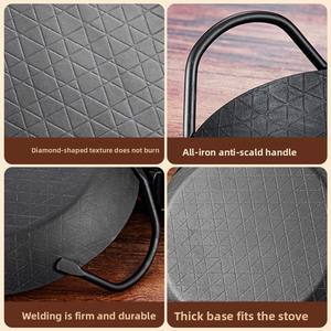 Poêle à frire de 20-26 cm en fonte pour la cuisine domestique, poêle à <span class=keywords><strong>paella</strong></span>, pot à fruits de mer avec double anse - Product Image 4