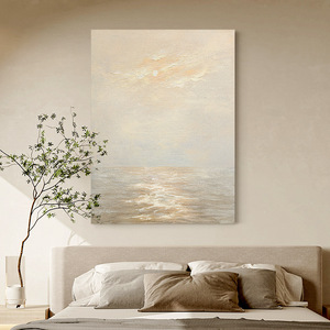 Hand Painted Oil Painting Gentle Tide Creamy Style Vertical Impressionism Art For Living Room Entryway Decorative <b>Wall</b> Art - Product Image 3
