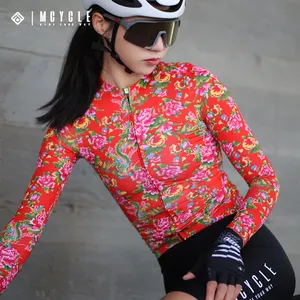 Mcycle 새로운 디자인 동북 꽃 자전거 사이클링 의류 착용 통기성 맞춤형 자전거 셔츠 남성용 긴 소매 사이클링 저지