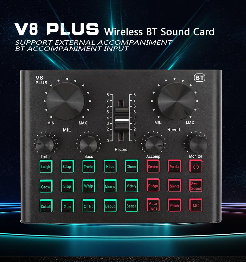 Music sound card USB External Multi-function mixer V8 Plus Mac Computer Android Sound Cards