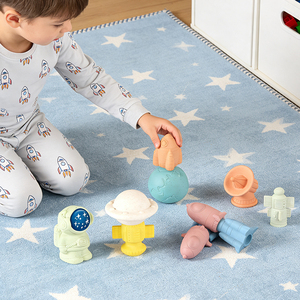 Baby Montessori Cognitive Bath <strong>Toy</strong> Space Theme Stacking <strong>Toy</strong> Floats <strong>Bathtubs</strong> Children Wheat Straw Material Soft PVC Non-Porous - Product Image 2