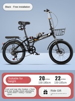 Bicicleta Plegable Portátil de 20/22 Pulgadas para Adultos, Hombres y Mujeres, con Velocidades Variables, Frenos de Disco, Amortiguador y Horquilla de Acero