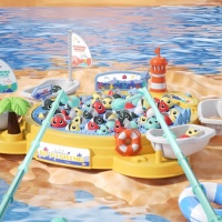 BJQ OEM mainan pendidikan papan permainan memancing magnetik bertenaga baterai plastik untuk anak-anak dengan musik listrik dan fitur Putar