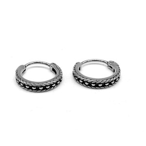 yunnique <b>Titanium</b> Steel Huggie Earrings 316 Stainless Steel Retro Design For <b>Men</b> And Women Fashion Jewelry Easy To Clasp - Product Image 1