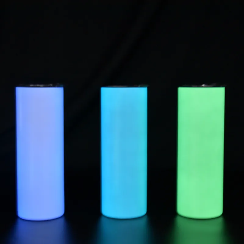 Sublimation Blanks Glow In Dark sublimation luminous white&green&blue glow tumbler straight tumbler