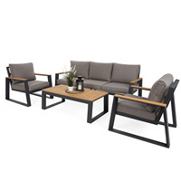 Wasserdichtes Garten-Lounge-Sofa mit Beistelltisch Terrassen-Sitzgruppe Outdoor-Sitzgruppe Metall-Balkon-Sofa