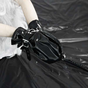 Schwarze Leder-Rückenhandschuhe SM Bondage Hundepfoten-Design Lackleder-Fesseln Erwachsenen-Sexspielzeug - Product Image 6