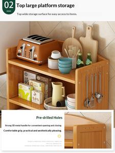Étagère de rangement de <span class=keywords><strong>cuisine</strong></span> en bambou, support de four à <span class=keywords><strong>micro</strong></span>-ondes multi-niveaux sur pied, <span class=keywords><strong>meuble</strong></span> de rangement multifonctionnel moderne, buffet - Product Image 2