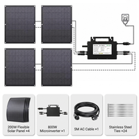 Panel Surya Fleksibel SUKFLOW Plug Play 800W Ukuran Sel 125mmx125mm Warna Hitam, Kit Mikro Inverter Grid Tie untuk Balkon, Efisiensi Tinggi