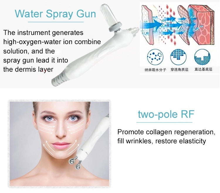 6 in 1 hydrogen oxygen small bubble facial cleaning h202 oxygen filling hydrating beauty equipment