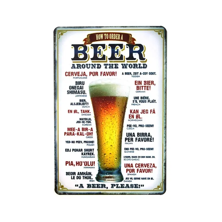 Wholesale China 20x30cm Vintage Retro Hotel Beer Wall Decoration Tin Signs