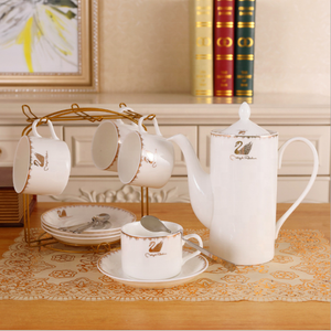 Service à café en porcelaine fine de style européen, 15 pièces, avec logo personnalisable, vente directe d'usine, ensemble de tasses et soucoupes à café et à thé - Product Image 4