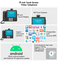 Téléphone VoIP Android DLNA avec écran tactile de 8 pouces et appels vidéo, certifié CE FC, garantie d'un an pour l'Afrique et le Moyen-Orient