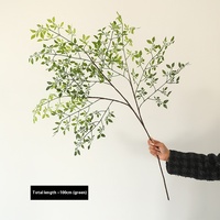 Plante verte artificielle en bambou Nantian, branche unique à 3 branches, fleur en plastique, ornement en pot pour la maison et le bureau, Pâques, remise de diplôme