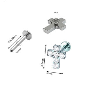 Многофункциональные серьги-гвоздики из титанового сплава ASTM F136 с крестиком и цирконом, медицинского класса, для пирсинга уха и губ - Product Image 6