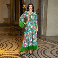 Haute qualité femmes musulmanes robe à manches longues imprimé arabe marocain Caftan robe glands grande taille afrique caftans robes