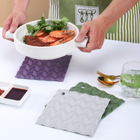 Nouveaux dessous-de-plat et tapis isolants en silicone à motif marbre, réutilisables, anti-brûlure pour assiettes, casseroles, tasses/bols