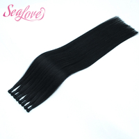 Extensions de cheveux humains tissées à la main, noires, double épaisseur, douces, pour extensions de salon professionnelles