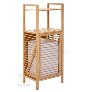 Étagère de salle de bain moderne en bambou, organisateur mural flottant avec barre porte-serviettes pour rangement toilettes, douche, cuisine - Product Image 6