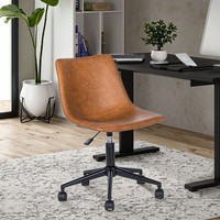 Fauteuil de bureau moderne en cuir, pivotant et réglable, avec dossier croisé, accoudoirs fixes, pieds en plastique, garantie 2 ans, certifié BIFMA
