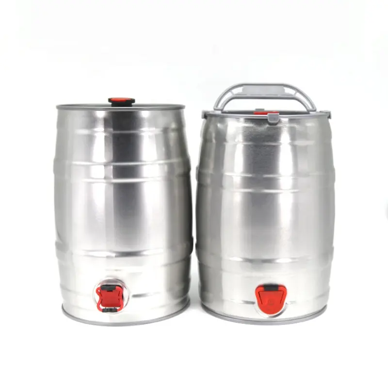 Tragbares 5-Liter-Mini-Bierfass aus Metall mit 5-Liter-Tap-Spender