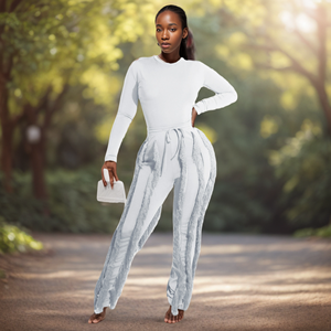 Hot Sale Casual Multicolor Long Sleeve Bodysuit Tassel 2 Piece Pants <b>Set</b> Women Fashion - Product Image 3