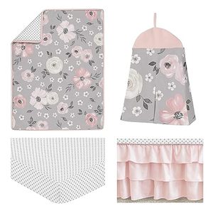 Baby 4 Piece Sweet Watercolor <strong>Floral</strong> Toddler Soft Bedding Set for <strong>Crib</strong> - Product Image 2