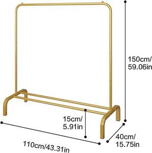 Metal Single Tier Clothing Rack with Bottom <b>Shelf</b> for <b>Hanging</b> Clothes in Living Room - Product Image 6