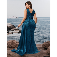 Nouvelle robe de soirée élégante pour femmes grandes tailles, robe chic en forme de A, col en V, sans manches, drapée, robe de soirée de luxe pour bal