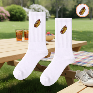 Colorful Girl's and Boy's <b>Socks</b> Breathable Nylon with <b>Hot</b> Dog Embroidery One Size Fits All for Daily Use in Spring and Summer - Product Image 3