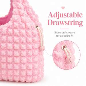Sac fourre-tout en nylon rose, mode, usage quotidien, toutes saisons, couleur unie, sac à bandoulière pour femme, sac d'épicerie - Product Image 3