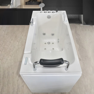 Mandrex Autoportant Petite Taille Rectangle Acrylique Walk-In Assise Massage Baignoire Débordement Antidérapant Ouverture Latérale Aide au Trempage - Product Image 2