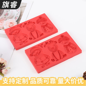 Cute Santa Claus Olaf Reindeer Fondant Cake Mold Red Silicone Baking Mold Christmas Cake Decorating Supplies - Product Image 2