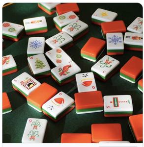 Juego de Mahjong Americano de Lujo para las Fiestas Navideñas, Serie <span class=keywords><strong>Ludo</strong></span>, 160 Fichas Acrílicas con Reverso Rojo, Tema de Santa Claus, para Niños y Profesionales - Product Image 3