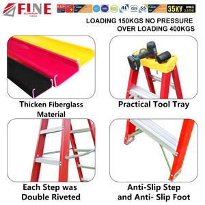 Sợi Thủy Tinh Bước Gấp Sợi Thủy Tinh Thang Thợ Điện 7 Tread FRP Sợi Thủy Tinh Bước - Product Image 2