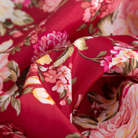 Vente flash Tissu imprimé fleuri 100% polyester peau de pêche pour textile de maison