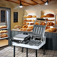 Haute qualité en acier inoxydable Double plaque gaufre Hot Dog Machine 220V nouveau pour hôtels magasins d'alimentation Restaurants haute productivité