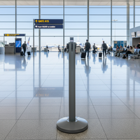 Barrière rétractable à ceinture en acier inoxydable, support de gestion de file d'attente d'aéroport, barrières de circulation, vente en gros